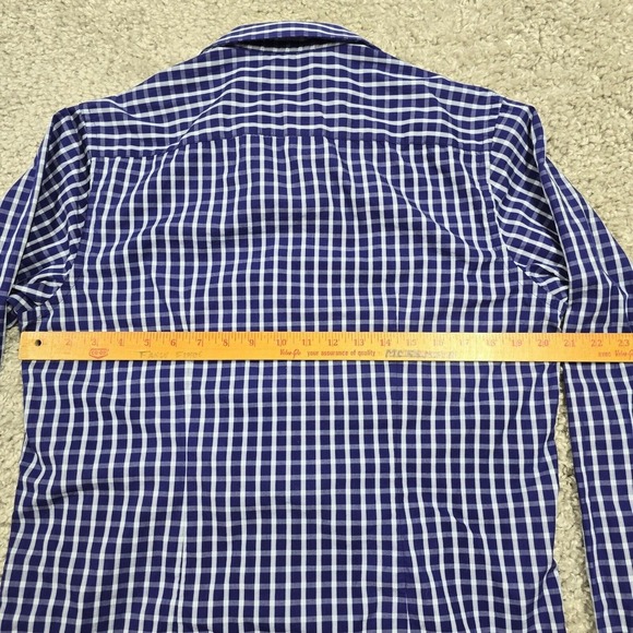 7 Diamonds Shirt Mens Large Purple Plaid Button Up Long Sleeve Cotton Office - Picture 9 of 12